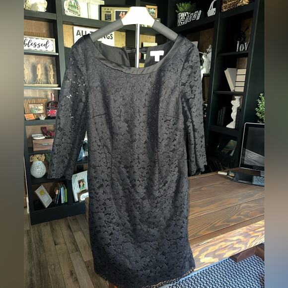 UEC LILLY PULITZER BLACK LACE SCALLOPED HEM DRESS SZ 10 - Picture 4 of 10